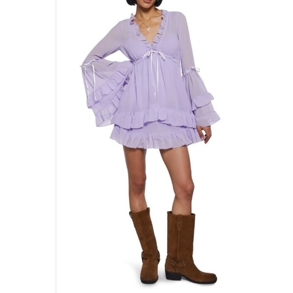 dolls kill sugar thrillz real divinity mini dress light purple - Picture 2 of 15